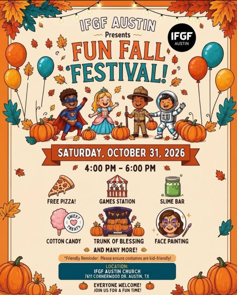IFGF Austin Fun Fall Festival event flyer